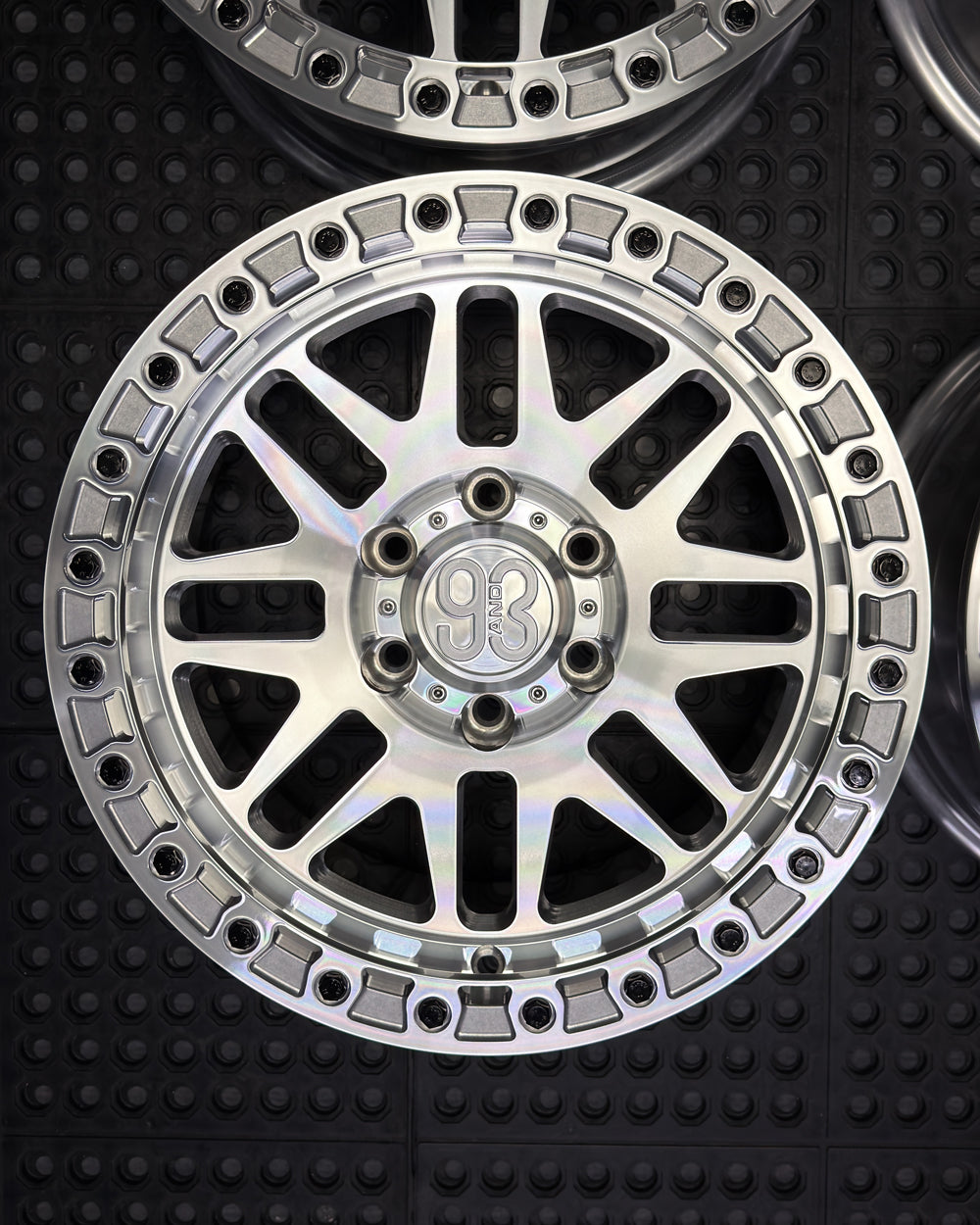 (Set of 4) FR-01 | 6061-T6 Forged | Simulated Beadlock | Machined Clear (6x135 | 17x8.5, 0mm Offset)