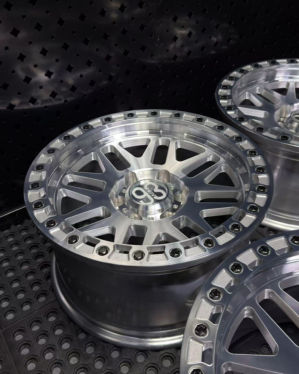 (Set of 4) FR-01 | 6061-T6 Forged | Simulated Beadlock | Machined Clear (6x135 | 17x8.5, 0mm Offset)