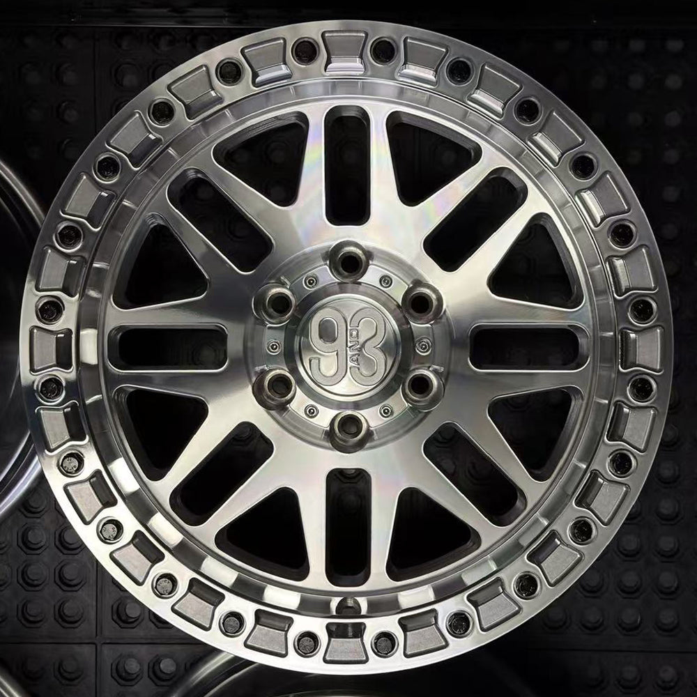 (Set of 4) FR-01 | 6061-T6 Forged | Simulated Beadlock | Machined Clear (6x135 | 17x8.5, 0mm Offset)