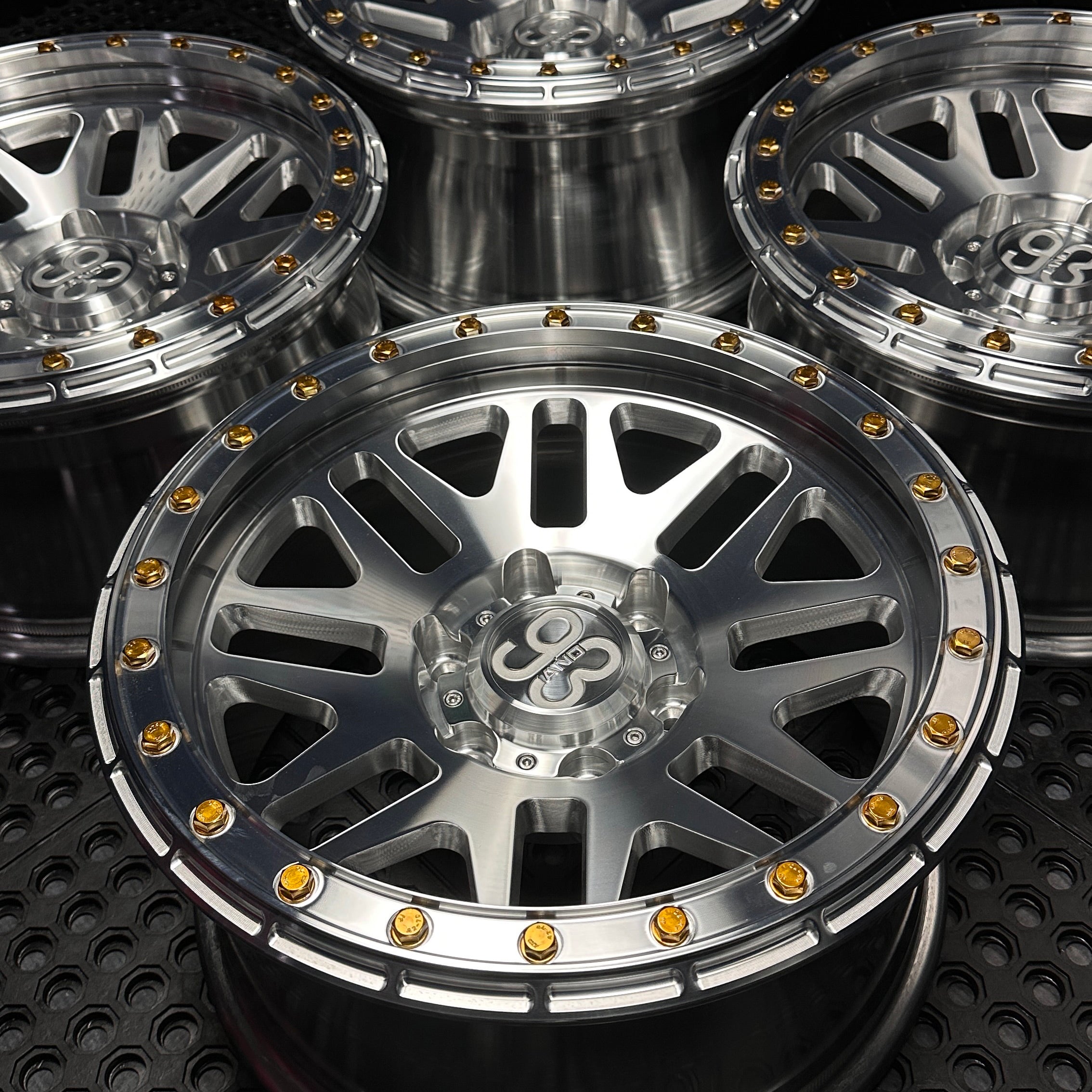(Set of 4) FR-01 | 6061-T6 Forged | Simulated Beadlock | Machined Clear (6x135 | 17x8.5, 0mm Offset)