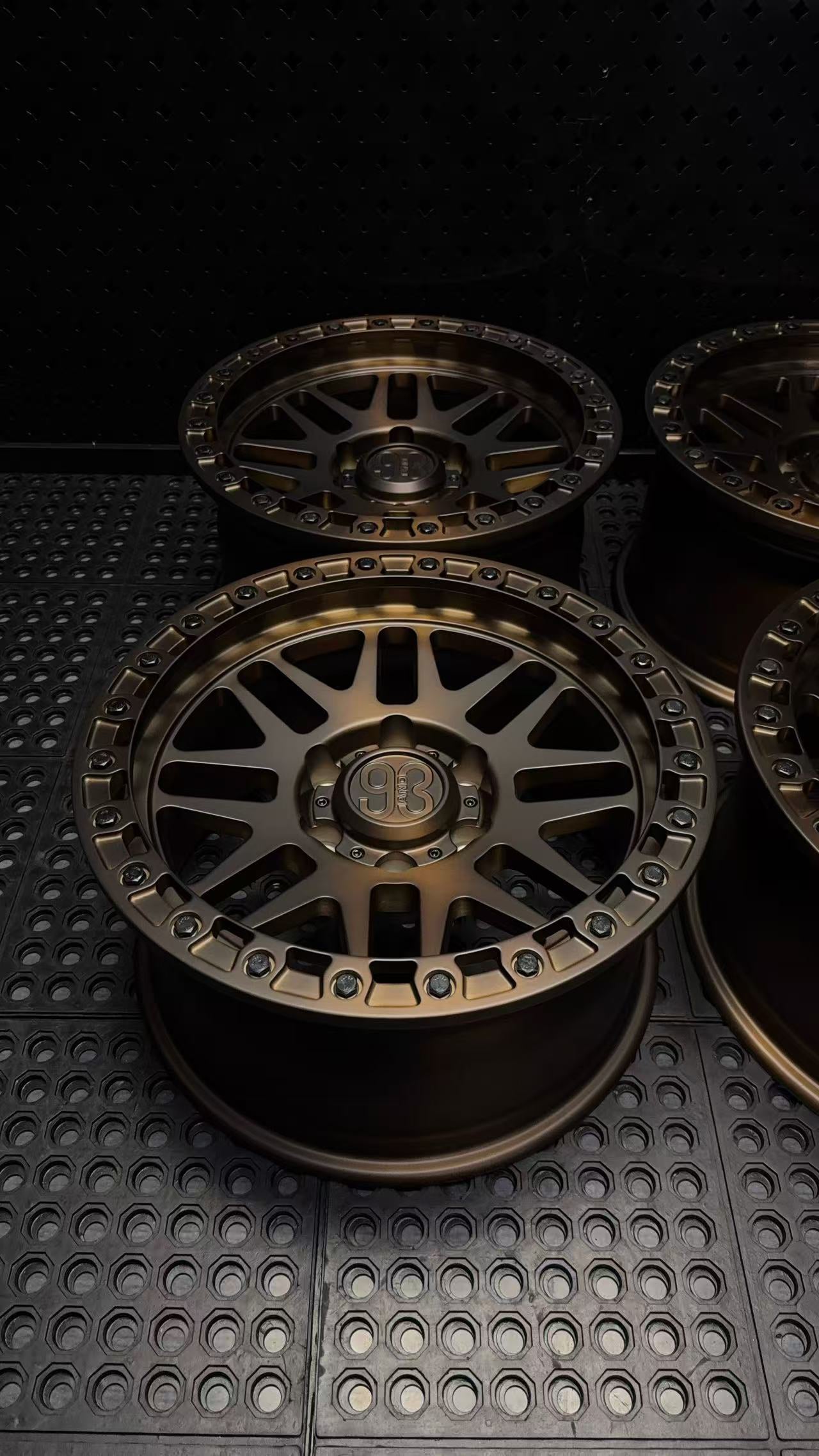 (Set of 4) FR-01 | 6061-T6 Forged | Simulated Beadlock | Matte Brushed Triple Bronze (6x135 | 17x8.5, 0mm Offset)