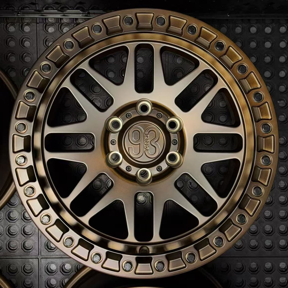 (Set of 4) FR-01 | 6061-T6 Forged | Simulated Beadlock | Matte Brushed Triple Bronze (6x135 | 17x8.5, 0mm Offset)