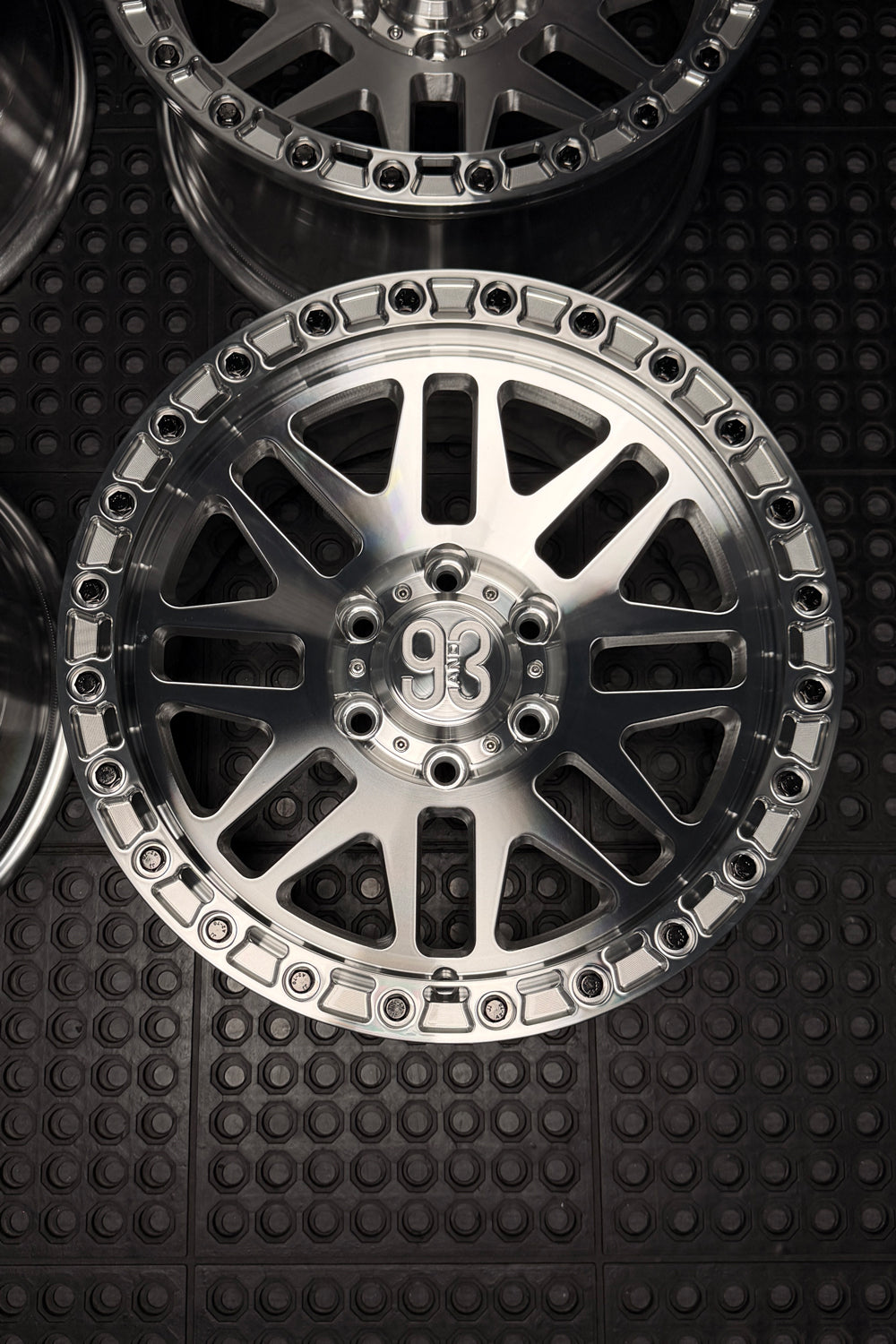 (Set of 4) FR-01R | 6061-T6 Forged | Simulated Beadlock w/ Removable Rings | Machined Clear, Machined Clear Slotted Rings, Black Lip Bolts (6x135 | 17x8.5, 0mm Offset)