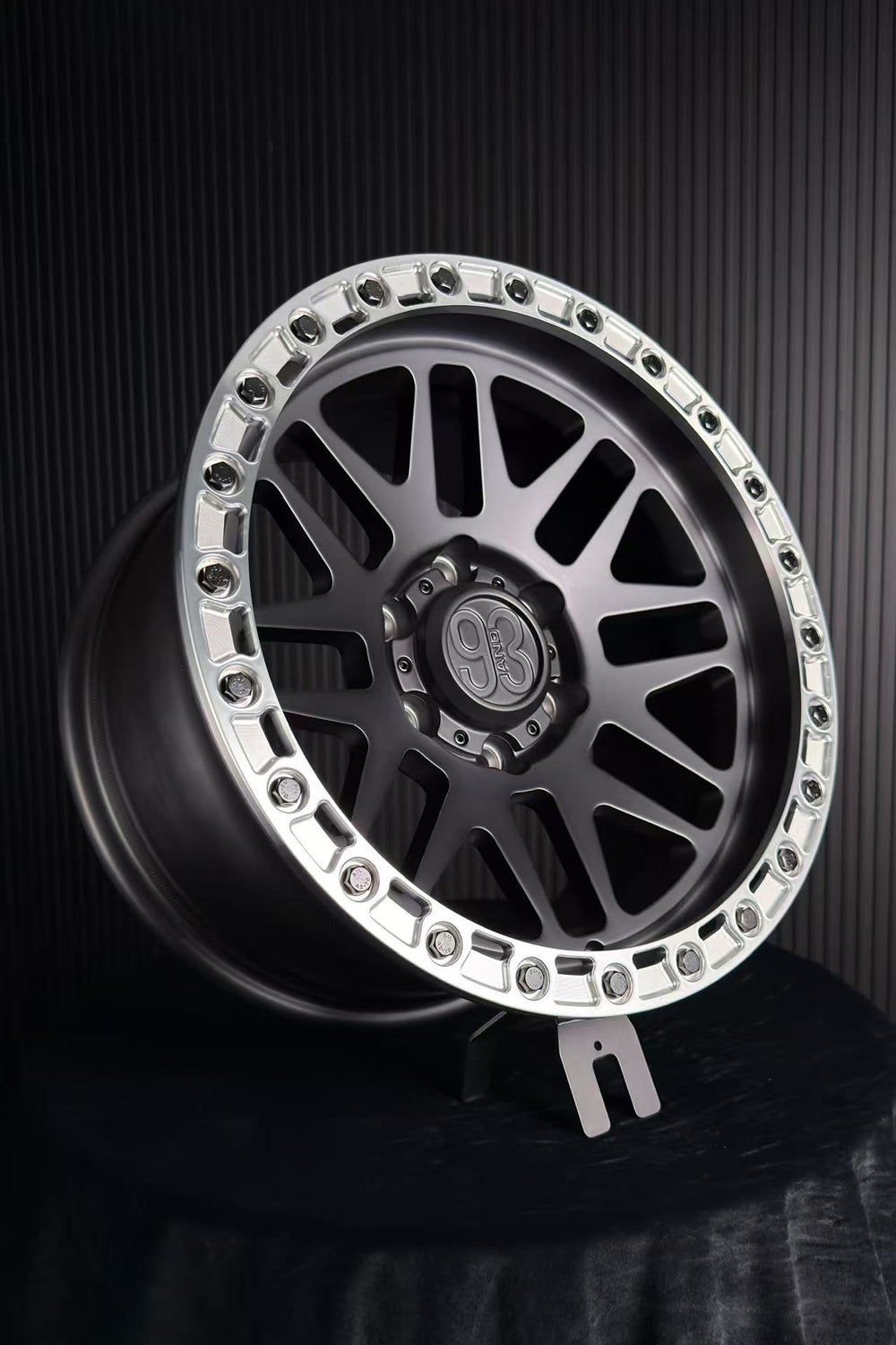 (Set of 4) FR-01R | 6061-T6 Forged | Simulated Beadlock w/ Removable Rings | Matte Brushed Double Black, Machined Clear Rings (6x135 | 17x8.5, 0mm Offset)