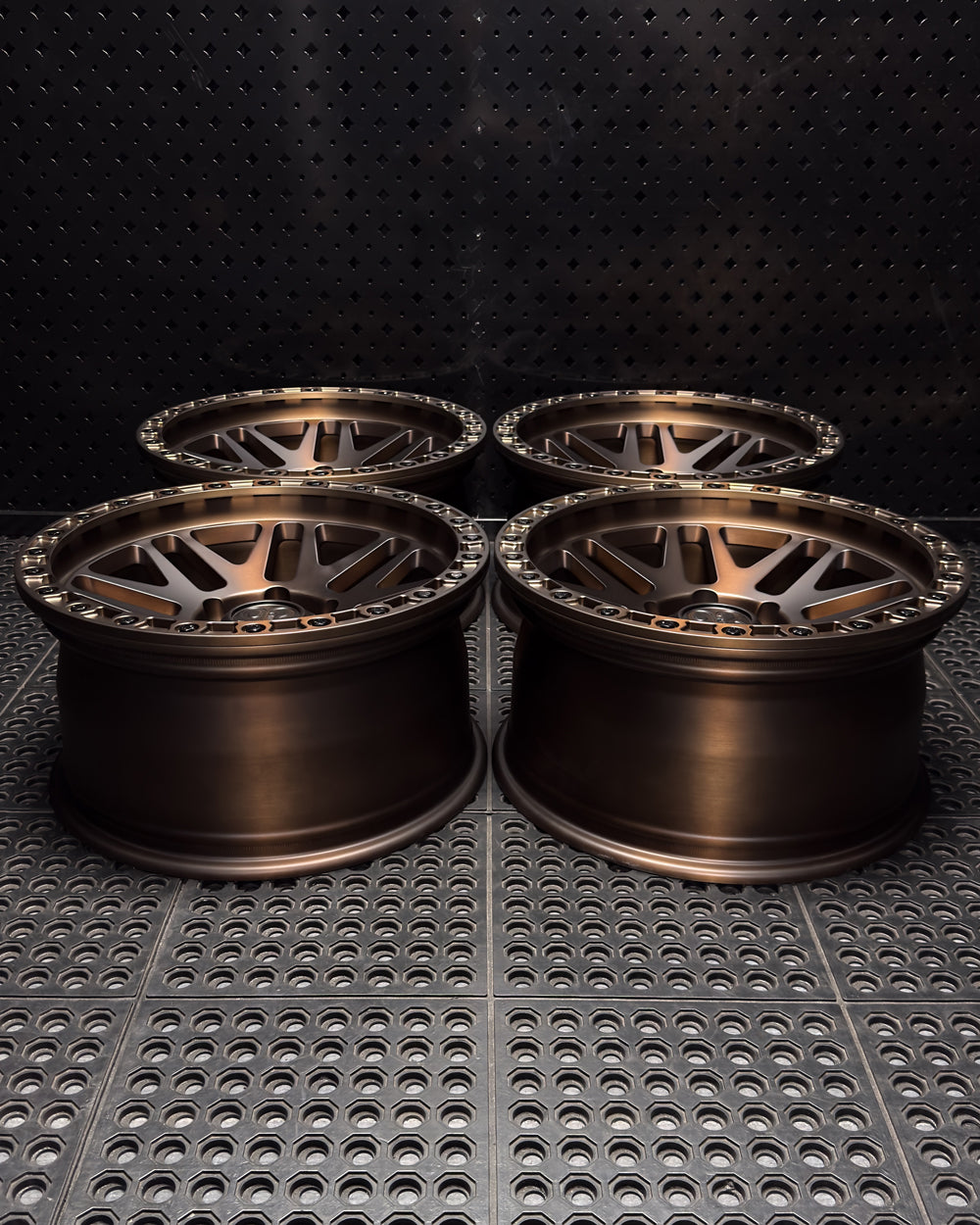 (Set of 4) FR-01R | 6061-T6 Forged | Simulated Beadlock w/ Removable Rings | Matte Brushed Triple Bronze (6x139.7 | 18x9, -12mm Offset)
