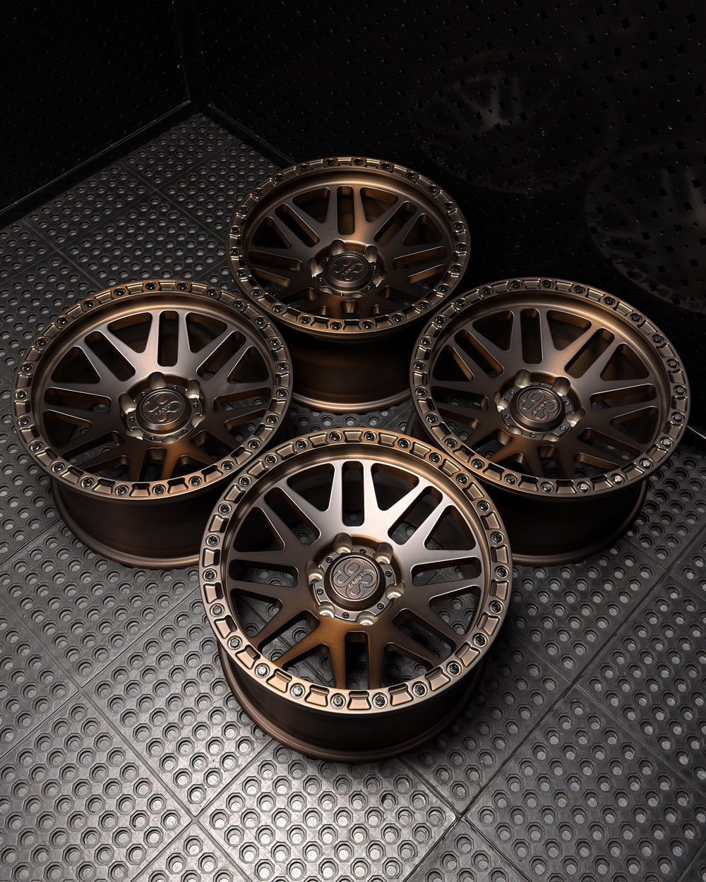 (Set of 4) FR-01R | 6061-T6 Forged | Simulated Beadlock w/ Removable Rings | Matte Brushed Triple Bronze (6x139.7 | 18x9, -12mm Offset)
