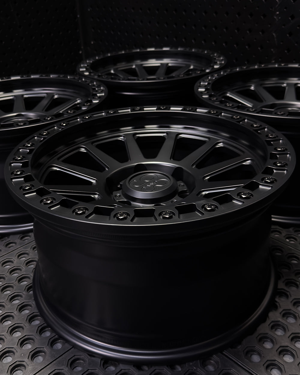 (Set of 4) FR-10 | 6061-T6 Forged | Simulated Beadlock | Matte Black (6x135 | 17x8.5, 0mm Offset)