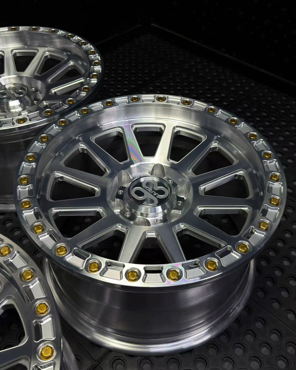 (Set of 4) FR-10R | 6061-T6 Forged | Simulated Beadlock w/ Removable Rings | Machined Clear, Machined Clear Rings (6x135 | 17x8.5, 0mm Offset)