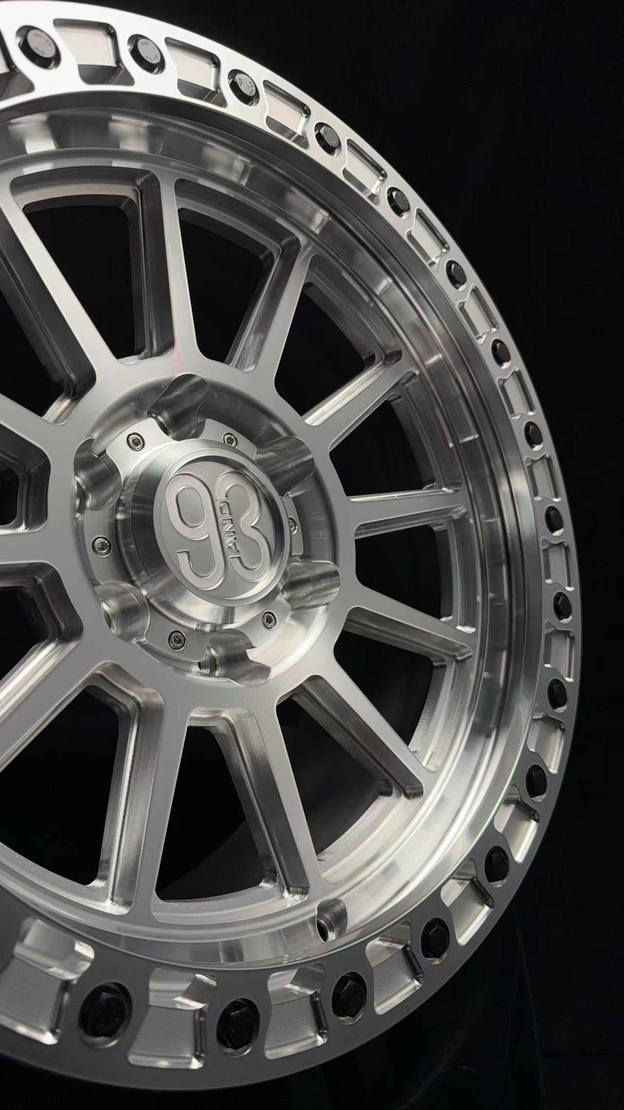 (Set of 4) FR-11 | 6061-T6 Forged | Simulated Beadlock | Machined Clear (6x135 | 17x8.5, 0mm Offset)