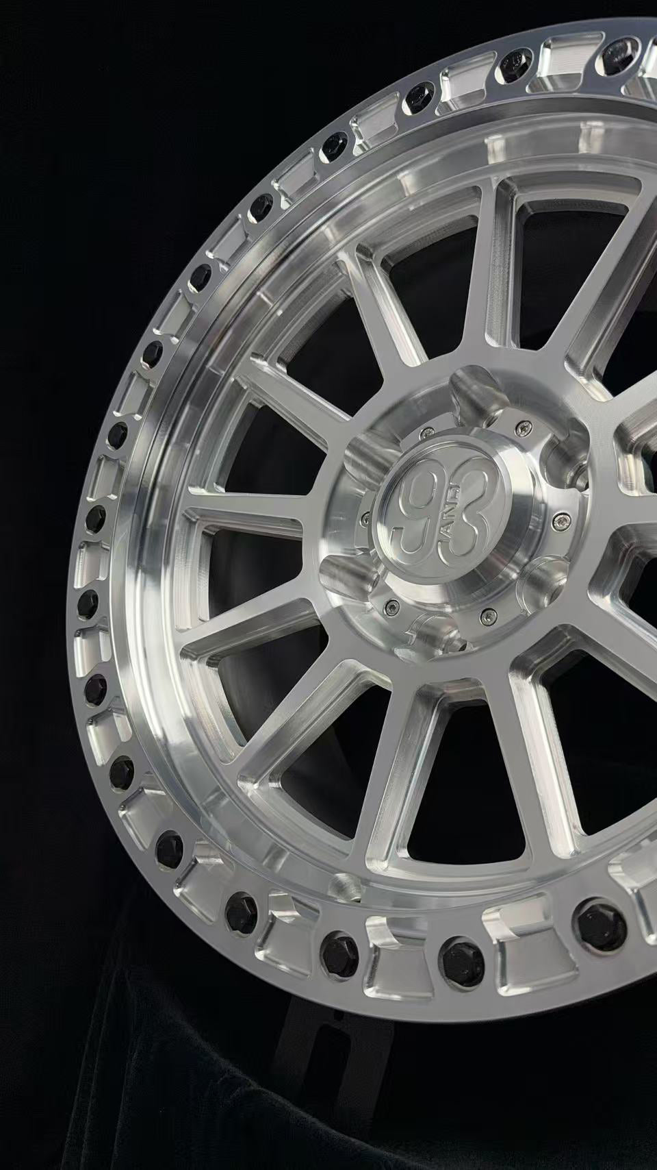 (Set of 4) FR-11 | 6061-T6 Forged | Simulated Beadlock | Machined Clear (6x135 | 17x8.5, 0mm Offset)