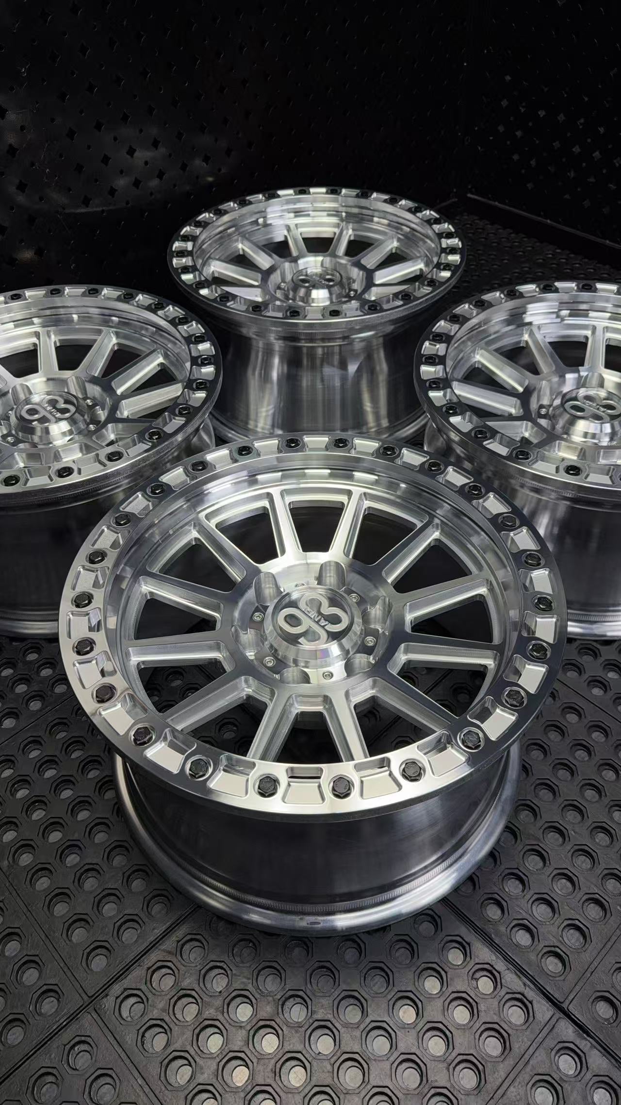 (Set of 4) FR-11 | 6061-T6 Forged | Simulated Beadlock | Machined Clear (6x135 | 17x8.5, 0mm Offset)
