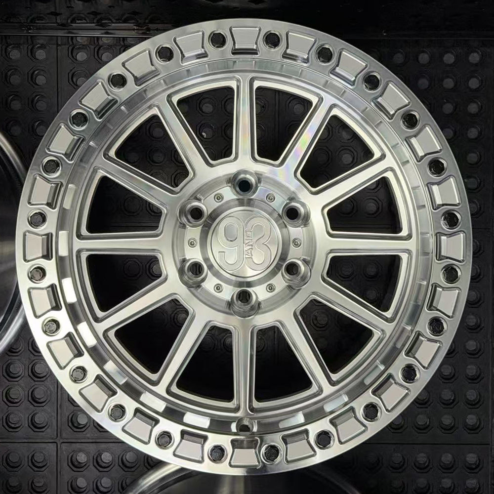 (Set of 4) FR-11 | 6061-T6 Forged | Simulated Beadlock | Machined Clear (6x135 | 17x8.5, 0mm Offset)