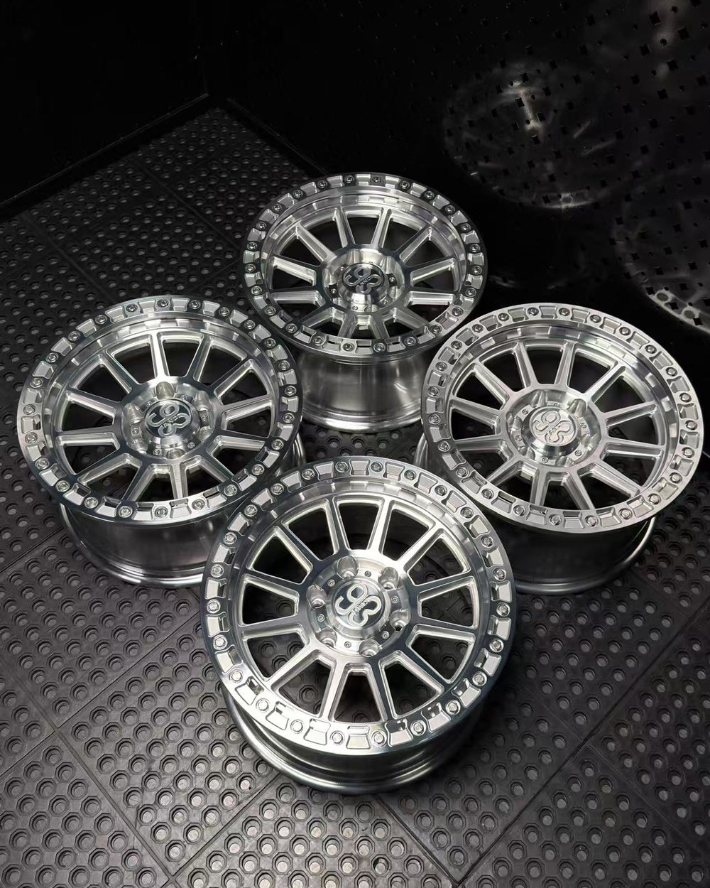 (Set of 4) FR-11 | 6061-T6 Forged | Simulated Beadlock | Machined Clear w/ Stainless Lip Bolts (6x135 | 17x8.5, 0mm Offset)
