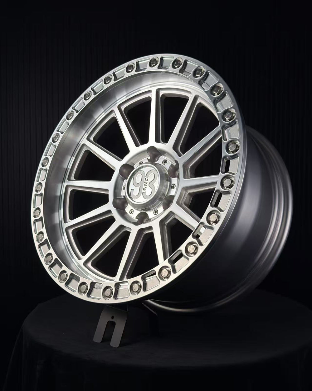 (Set of 4) FR-11R | 6061-T6 Forged | Simulated Beadlock | Machined Clear w/ Machined Clear Slotted Rings and Stainless Lip Bolts (6x135 | 17x9, 0mm Offset)