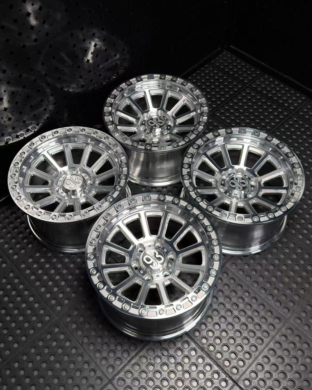 (Set of 4) FR-13 | 6061-T6 Forged | Simulated Beadlock | Machined Clear, Stainless Lip Bolts (6x135 | 17x9, 0mm Offset)