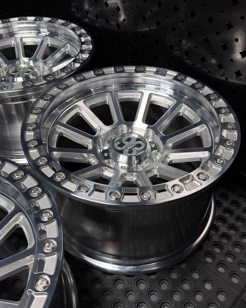 (Set of 4) FR-13 | 6061-T6 Forged | Simulated Beadlock | Machined Clear, Stainless Lip Bolts (6x135 | 17x9, 0mm Offset)
