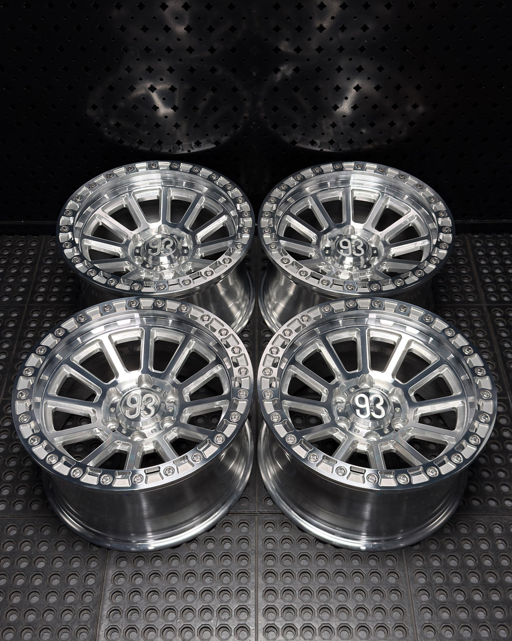 (Set of 4) FR-13 | 6061-T6 Forged | Simulated Beadlock | Machined Clear, Stainless Lip Bolts (6x135 | 17x9, 0mm Offset)