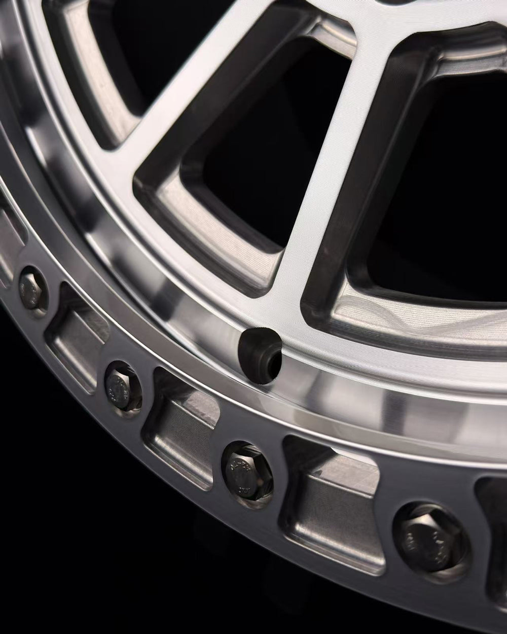 (Set of 4) FR-13 | 6061-T6 Forged | Simulated Beadlock | Machined Clear (6x135 | 17x8.5, 0mm Offset)