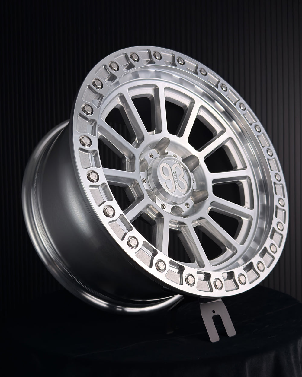 (Set of 4) FR-13 | 6061-T6 Forged | Simulated Beadlock | Machined Clear (6x135 | 17x8.5, 0mm Offset)