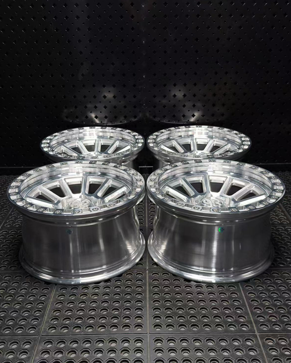 (Set of 4) FR-13 | 6061-T6 Forged | Simulated Beadlock | Machined Clear, Stainless Lip Bolts (6x135 | 17x9, 0mm Offset)