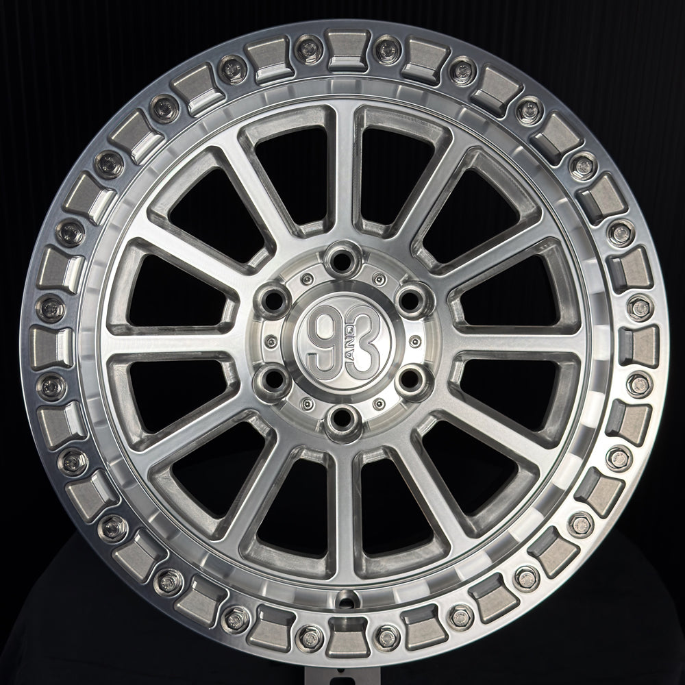 (Set of 4) FR-13 | 6061-T6 Forged | Simulated Beadlock | Machined Clear, Stainless Lip Bolts (6x135 | 17x9, 0mm Offset)