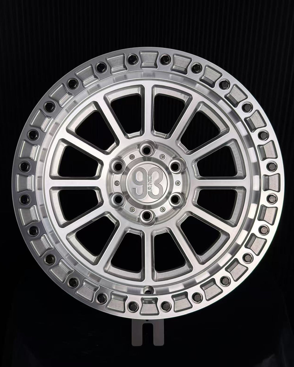 (Set of 4) FR-13 | 6061-T6 Forged | Simulated Beadlock | Machined Clear (6x135 | 17x8.5, 0mm Offset)