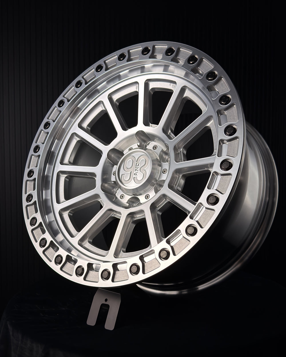 (Set of 4) FR-13 | 6061-T6 Forged | Simulated Beadlock | Machined Clear (6x135 | 17x8.5, 0mm Offset)