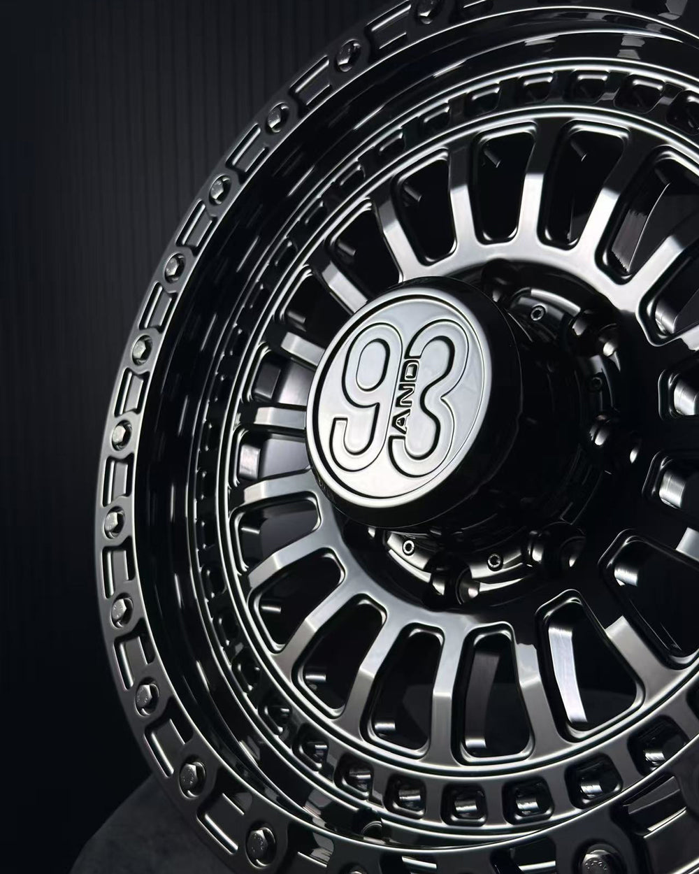 (Set of 4) FR-19 | 6061-T6 Forged | Simulated Beadlock | Gloss Black, Black Lip Bolts (8x170 | 18x9, +12mm Offset)