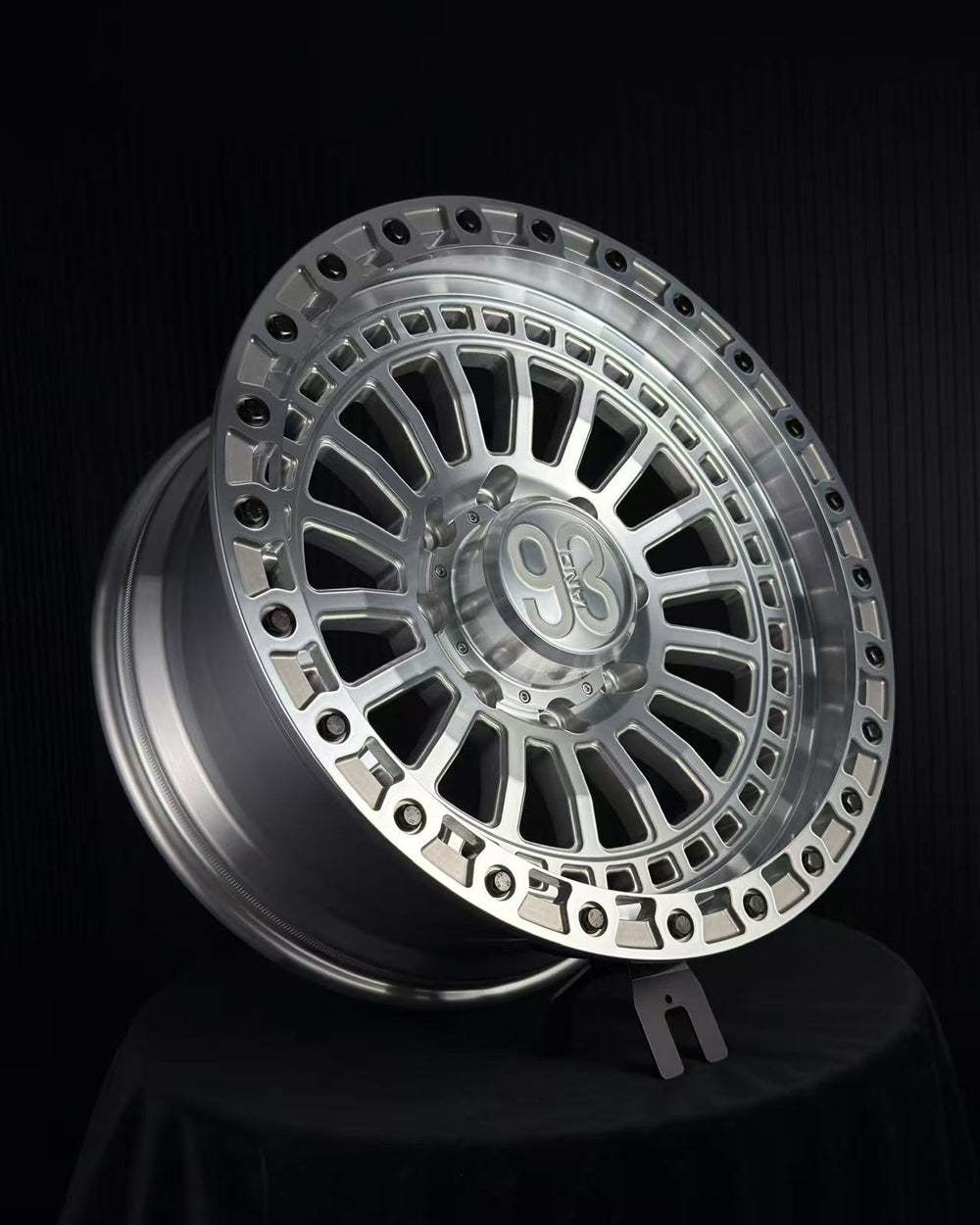 (Set of 4) FR-19 | 6061-T6 Forged | Simulated Beadlock | Machined Clear, Black Lip Bolts (8x180 | 20x9, 0mm Offset)