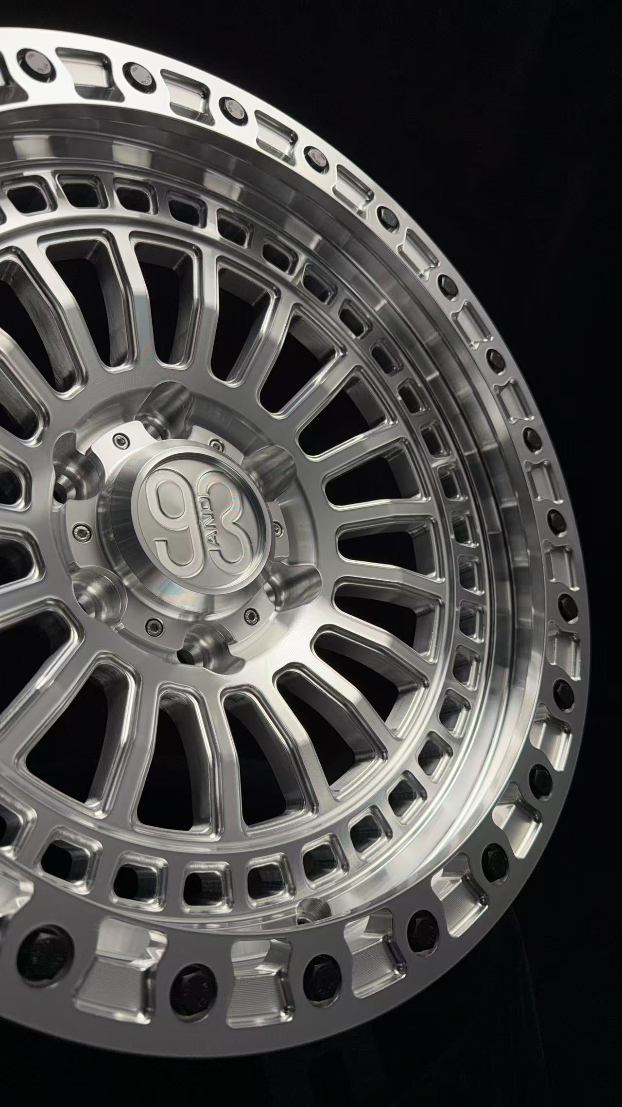 (Set of 4) FR-19 | 6061-T6 Forged | Simulated Beadlock | Machined Clear (6x135 | 17x8.5, 0mm Offset)