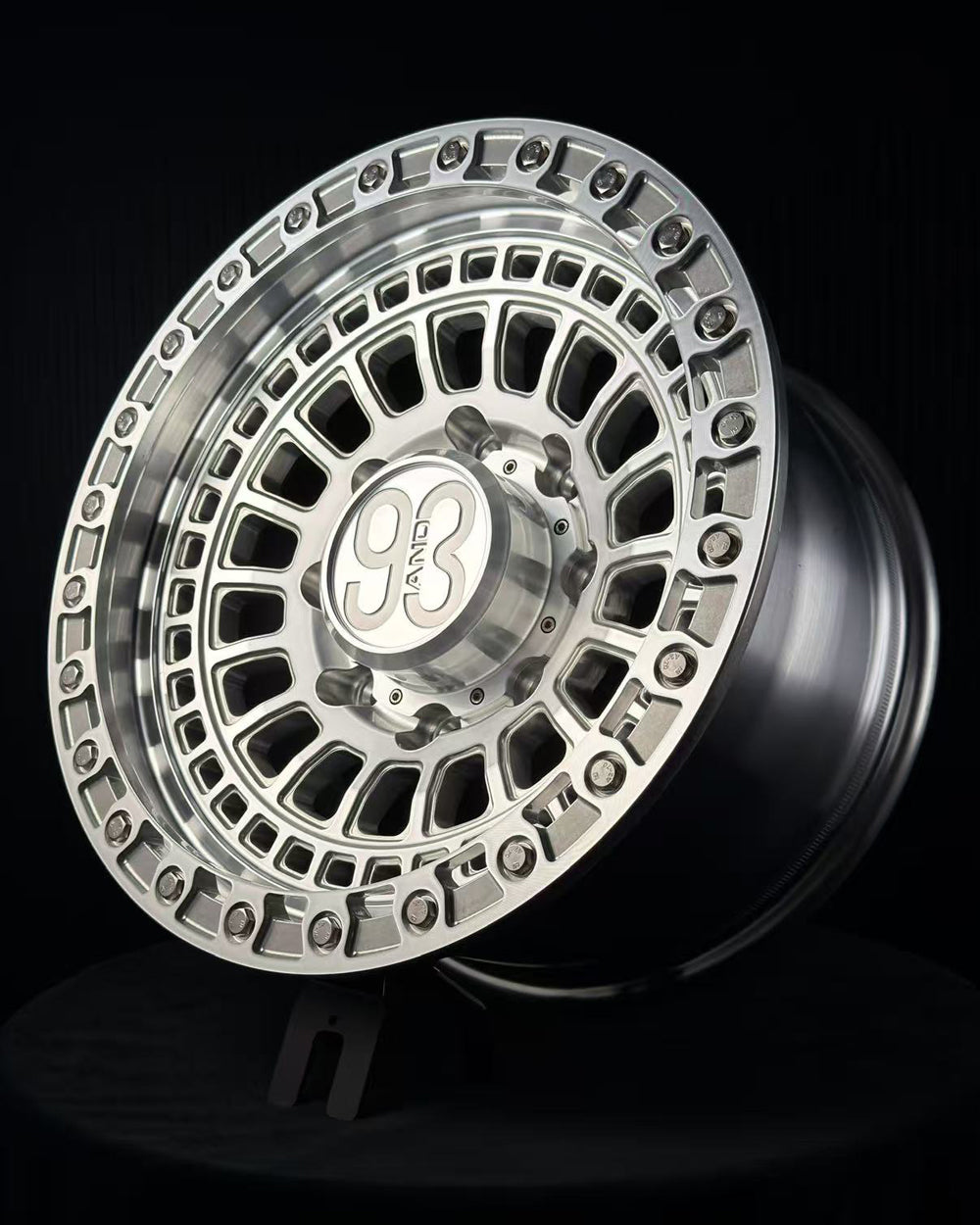 (Set of 4) FR-19 | 6061-T6 Forged | Simulated Beadlock | Machined Clear with Stainless Lip Bolts (8x180 | 17x9, 0mm Offset)