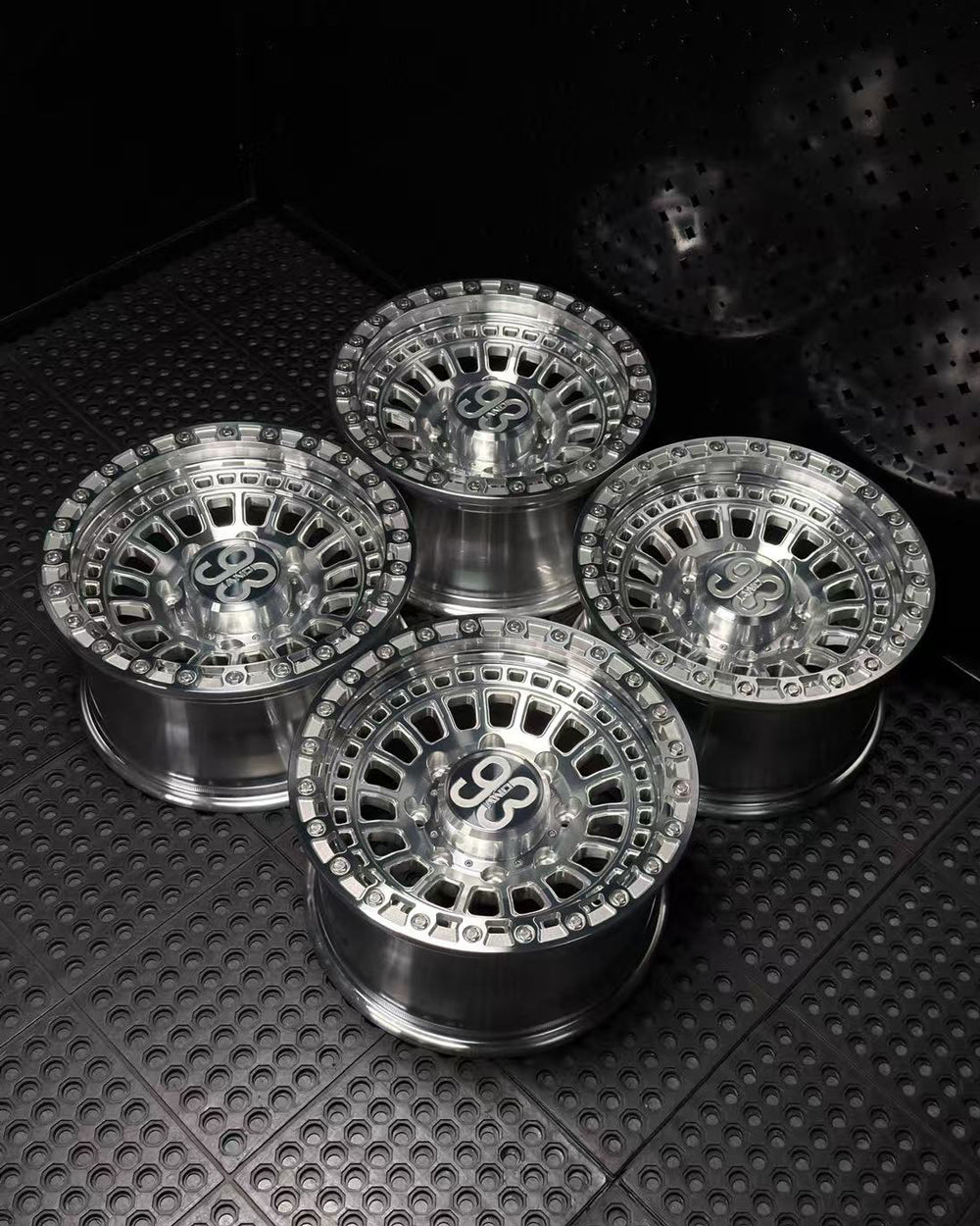(Set of 4) FR-19 | 6061-T6 Forged | Simulated Beadlock | Machined Clear with Stainless Lip Bolts (8x180 | 17x9, 0mm Offset)