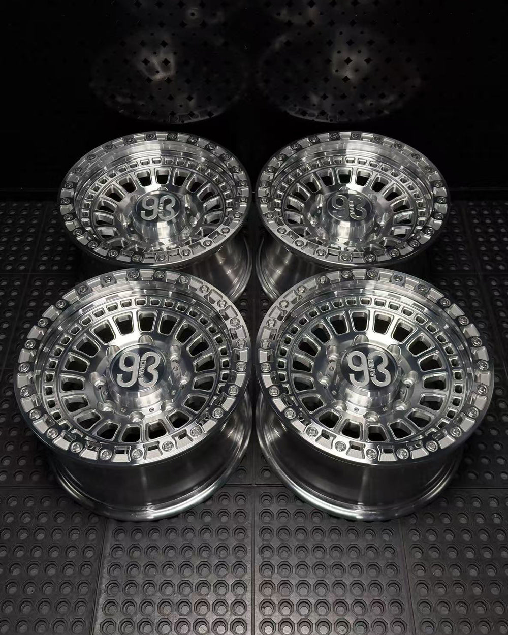 (Set of 4) FR-19 | 6061-T6 Forged | Simulated Beadlock | Machined Clear with Stainless Lip Bolts (8x180 | 17x9, 0mm Offset)