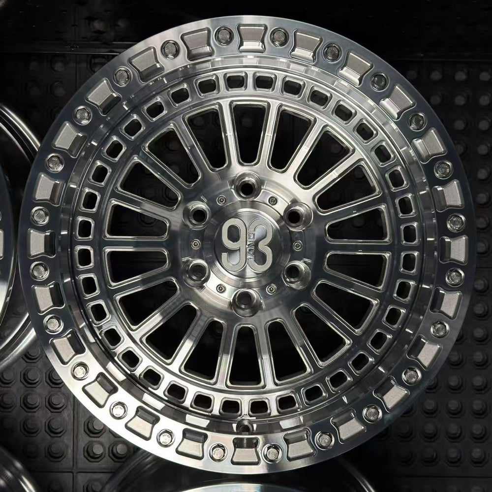 (Set of 4) FR-19 | 6061-T6 Forged | Simulated Beadlock | Machined Clear with Stainless Lip Bolts (6x135 | 17x8.5, 0mm Offset)