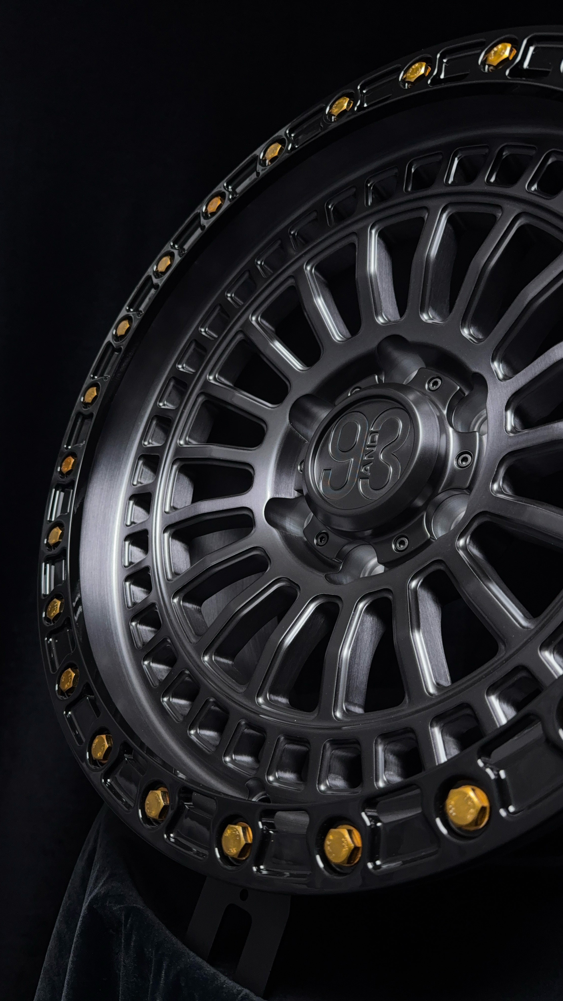 (Set of 4) FR-19R | 6061-T6 Forged | Simulated Beadlock w/ Removable Rings | Matte Brushed Double Black, Gloss Black Rings (6x135 | 17x8.5, 0mm Offset)