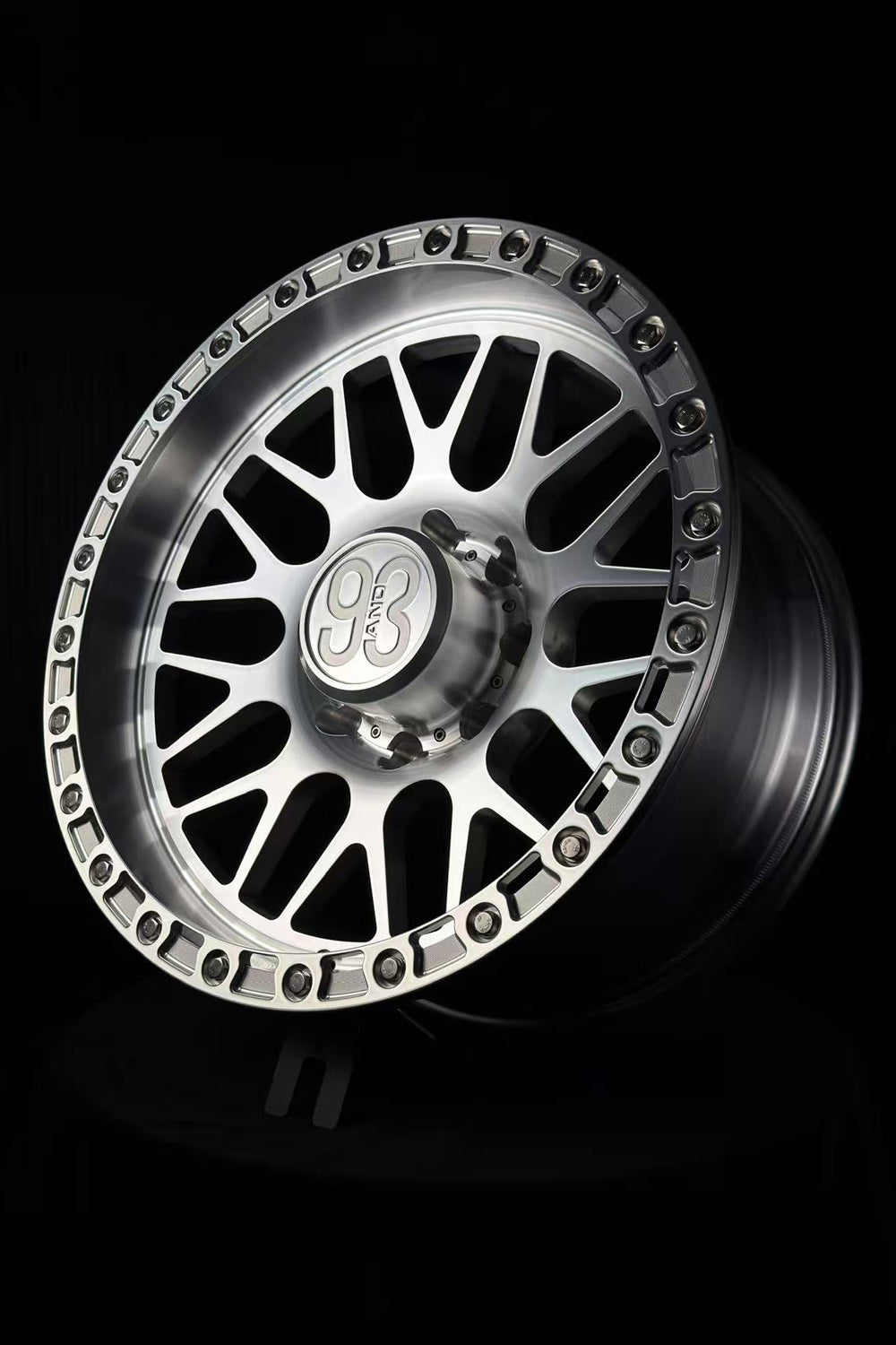 (Set of 4) TX-01R | 6061-T6 Forged | Simulated Beadlock w/ Removable Rings | Machined Clear, Machined Clear Slotted Rings, Stainless Lip Bolts (8x170 | 20x10, -18mm Offset)