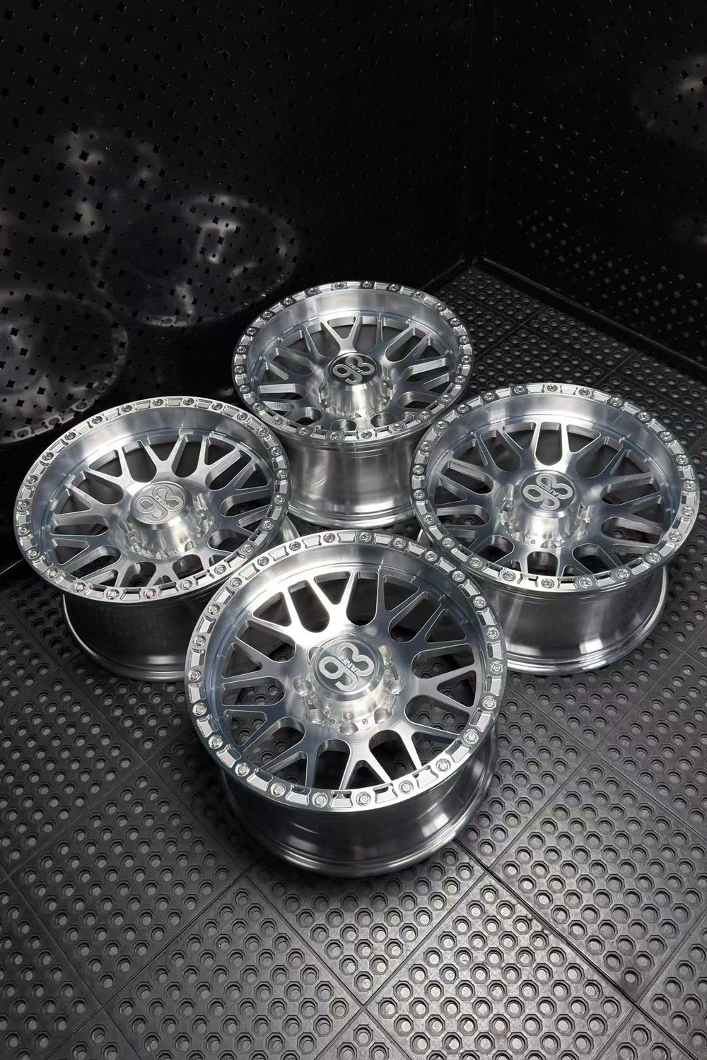 (Set of 4) TX-01R | 6061-T6 Forged | Simulated Beadlock w/ Removable Rings | Machined Clear, Machined Clear Slotted Rings, Stainless Lip Bolts (8x170 | 20x10, -18mm Offset)