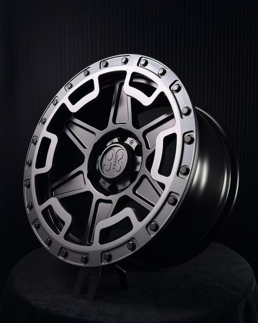 (Set of 4) XR-01R | 6061-T6 Forged | Simulated Beadlock w/ Removable Rings | Matte Black, Matte Gunmetal Rings (6x135 | 17x8.5, 0mm Offset)