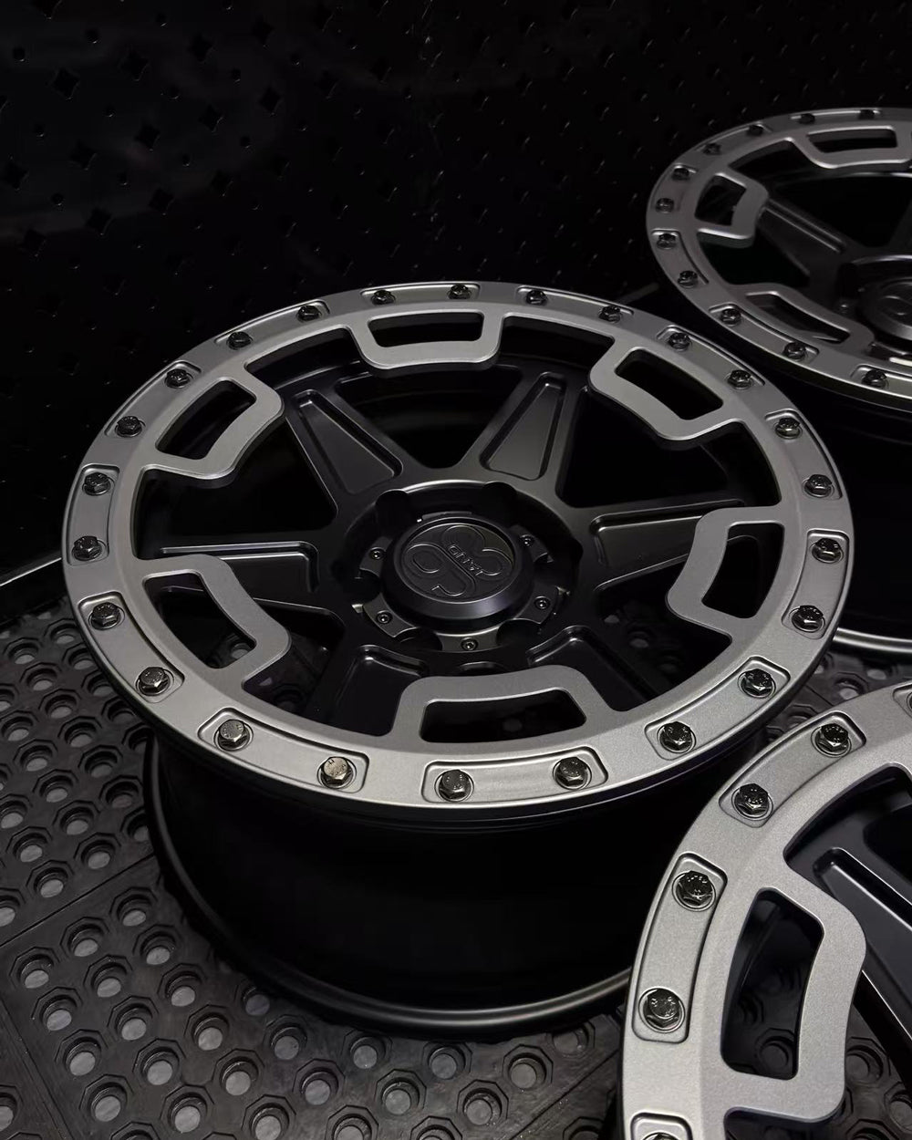 (Set of 4) XR-01R | 6061-T6 Forged | Simulated Beadlock w/ Removable Rings | Matte Black, Matte Gunmetal Rings (6x135 | 17x8.5, 0mm Offset)