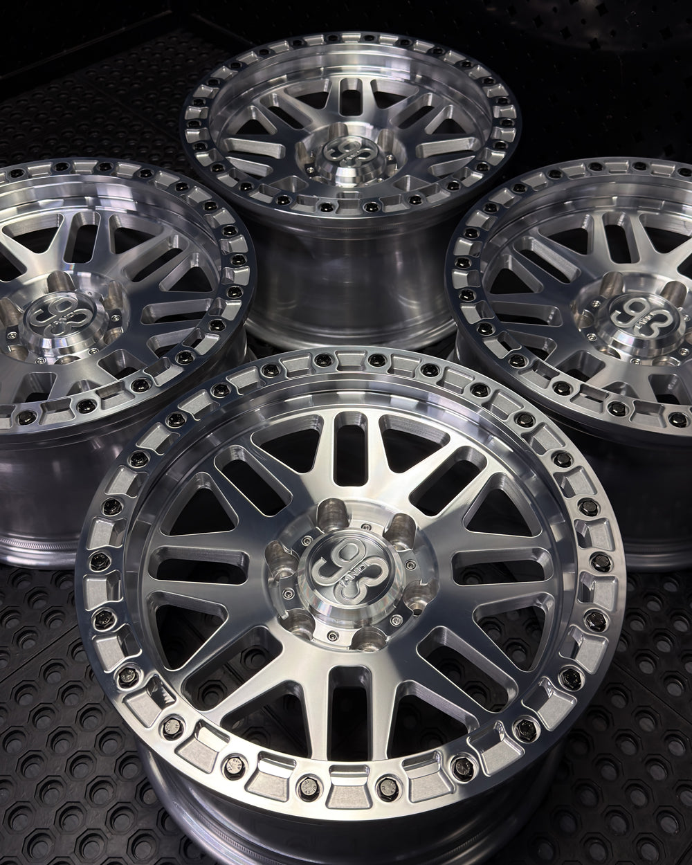 (Set of 4) FR-01 | 6061-T6 Forged | Simulated Beadlock | Machined Clear (6x135 | 17x8.5, 0mm Offset)