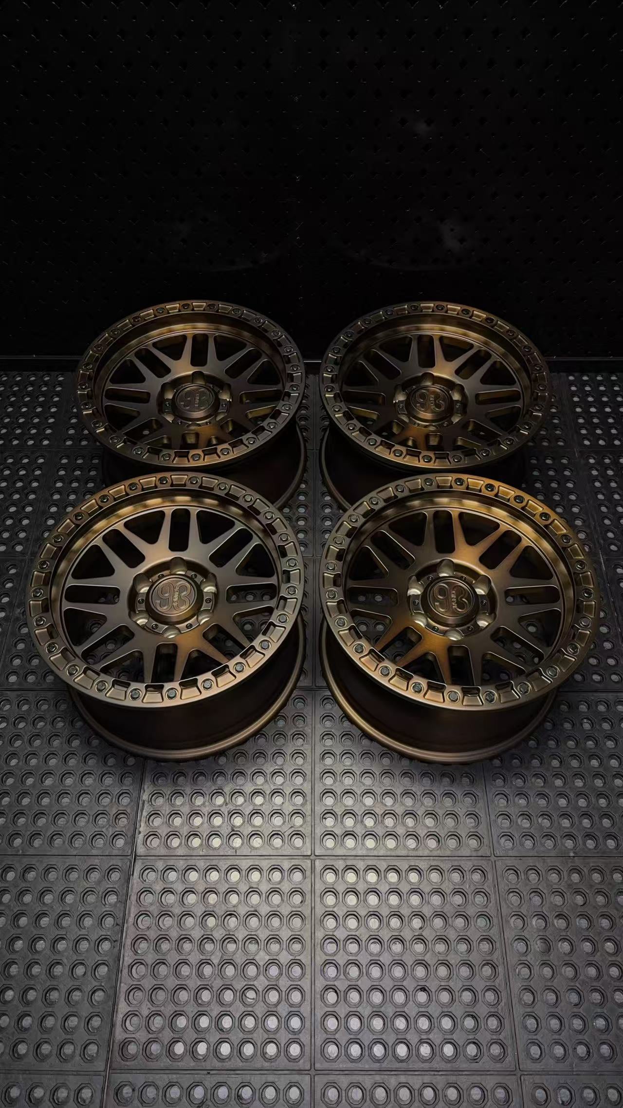 (Set of 4) FR-01 | 6061-T6 Forged | Simulated Beadlock | Matte Brushed Triple Bronze (6x135 | 17x8.5, 0mm Offset)