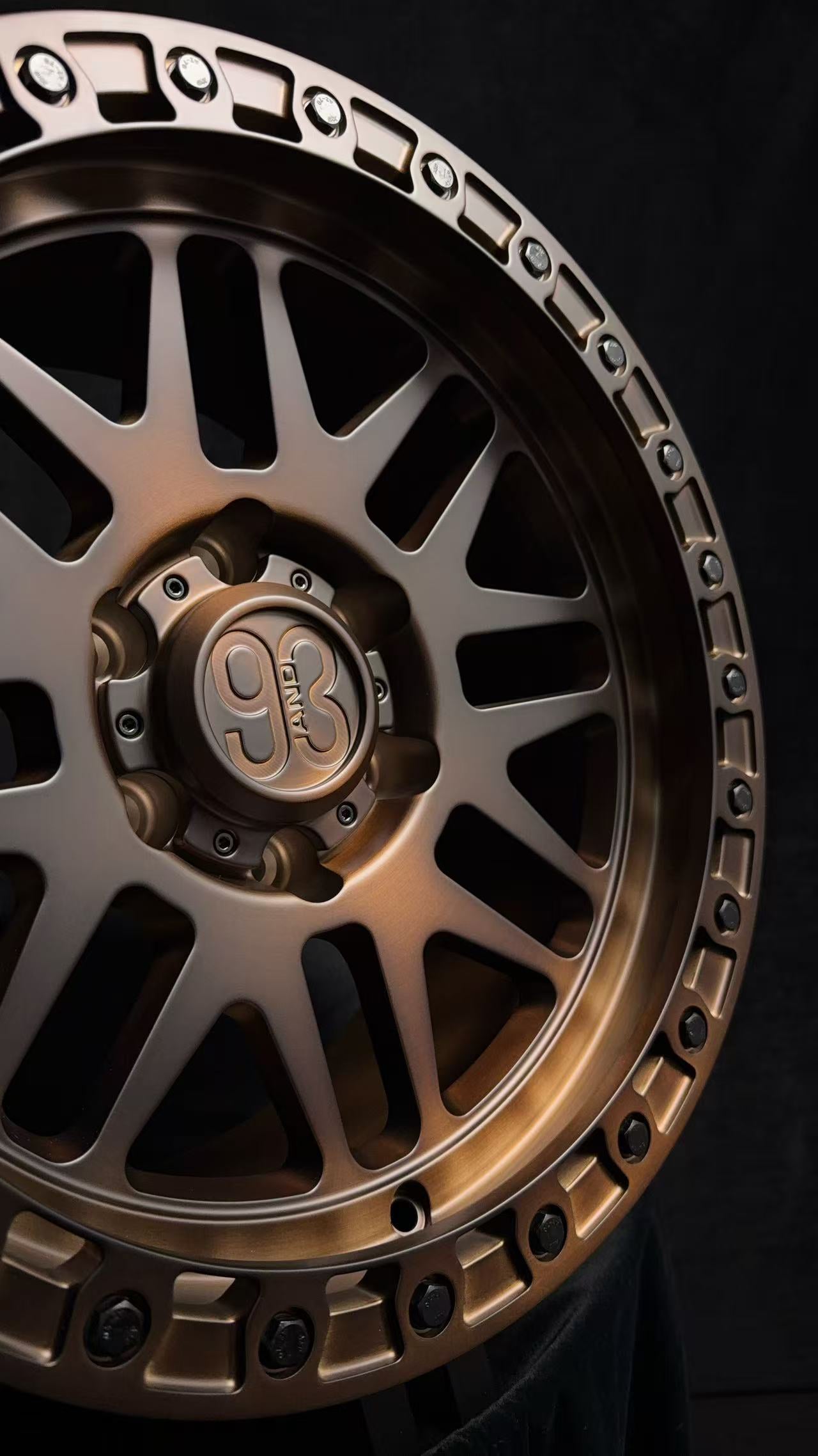 (Set of 4) FR-01 | 6061-T6 Forged | Simulated Beadlock | Matte Brushed Triple Bronze (6x135 | 17x8.5, 0mm Offset)