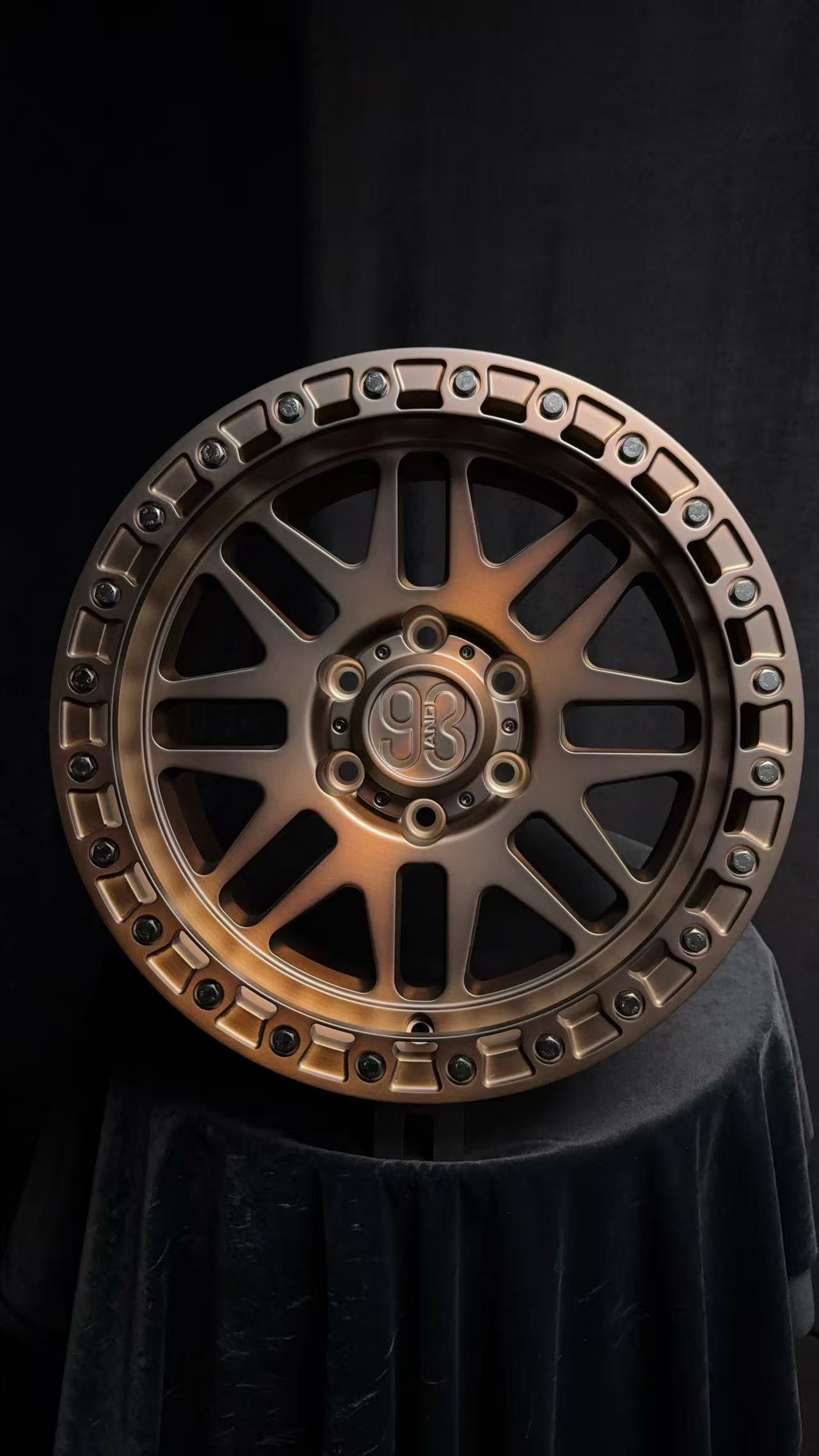 (Set of 4) FR-01 | 6061-T6 Forged | Simulated Beadlock | Matte Brushed Triple Bronze (6x135 | 17x8.5, 0mm Offset)