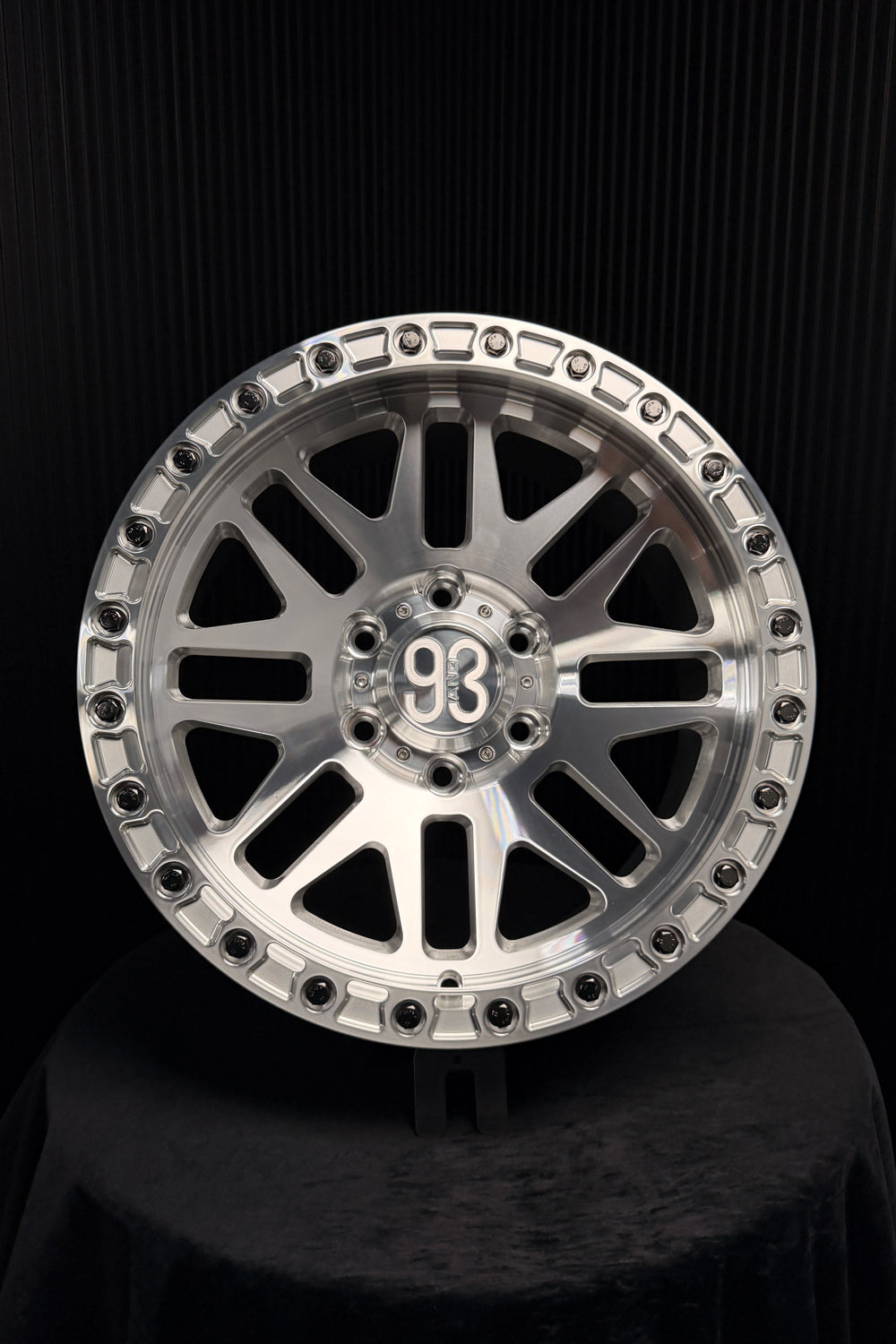 (Set of 4) FR-01R | 6061-T6 Forged | Simulated Beadlock w/ Removable Rings | Machined Clear, Machined Clear Slotted Rings, Black Lip Bolts (6x135 | 17x8.5, 0mm Offset)