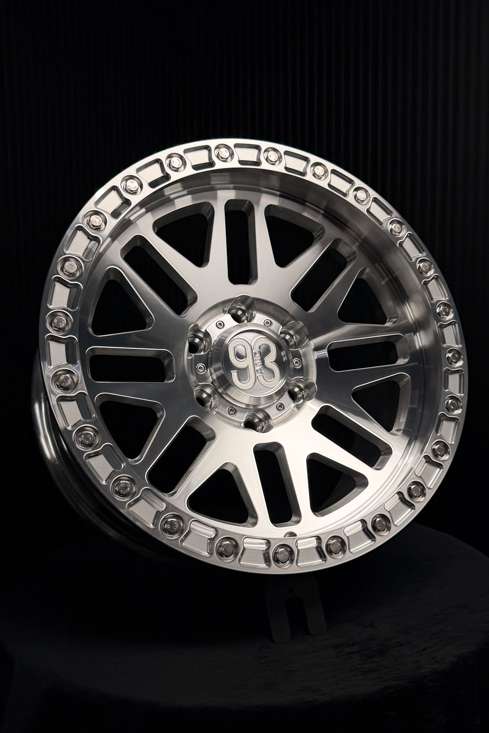 (Set of 4) FR-01R | 6061-T6 Forged | Simulated Beadlock w/ Removable Rings | Machined Clear, Machined Clear Slotted Rings, Stainless Lip Bolts (6x135 | 17x8.5, 0mm Offset)