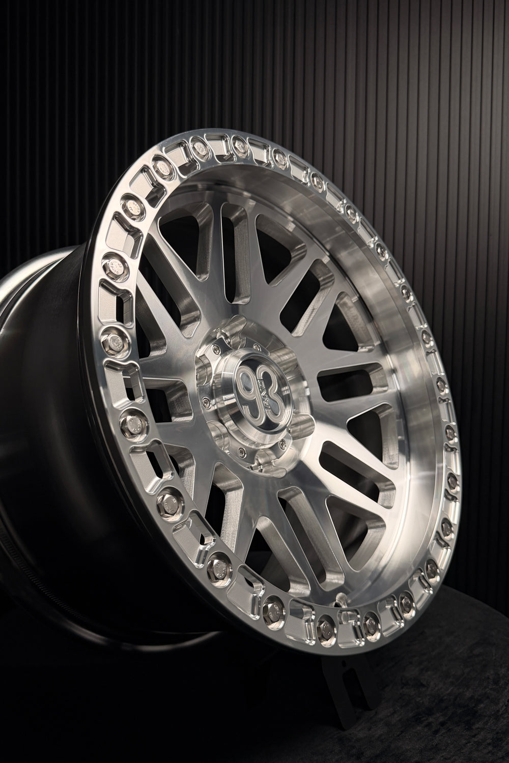 (Set of 4) FR-01R | 6061-T6 Forged | Simulated Beadlock w/ Removable Rings | Machined Clear, Machined Clear Slotted Rings, Stainless Lip Bolts (6x135 | 17x8.5, 0mm Offset)
