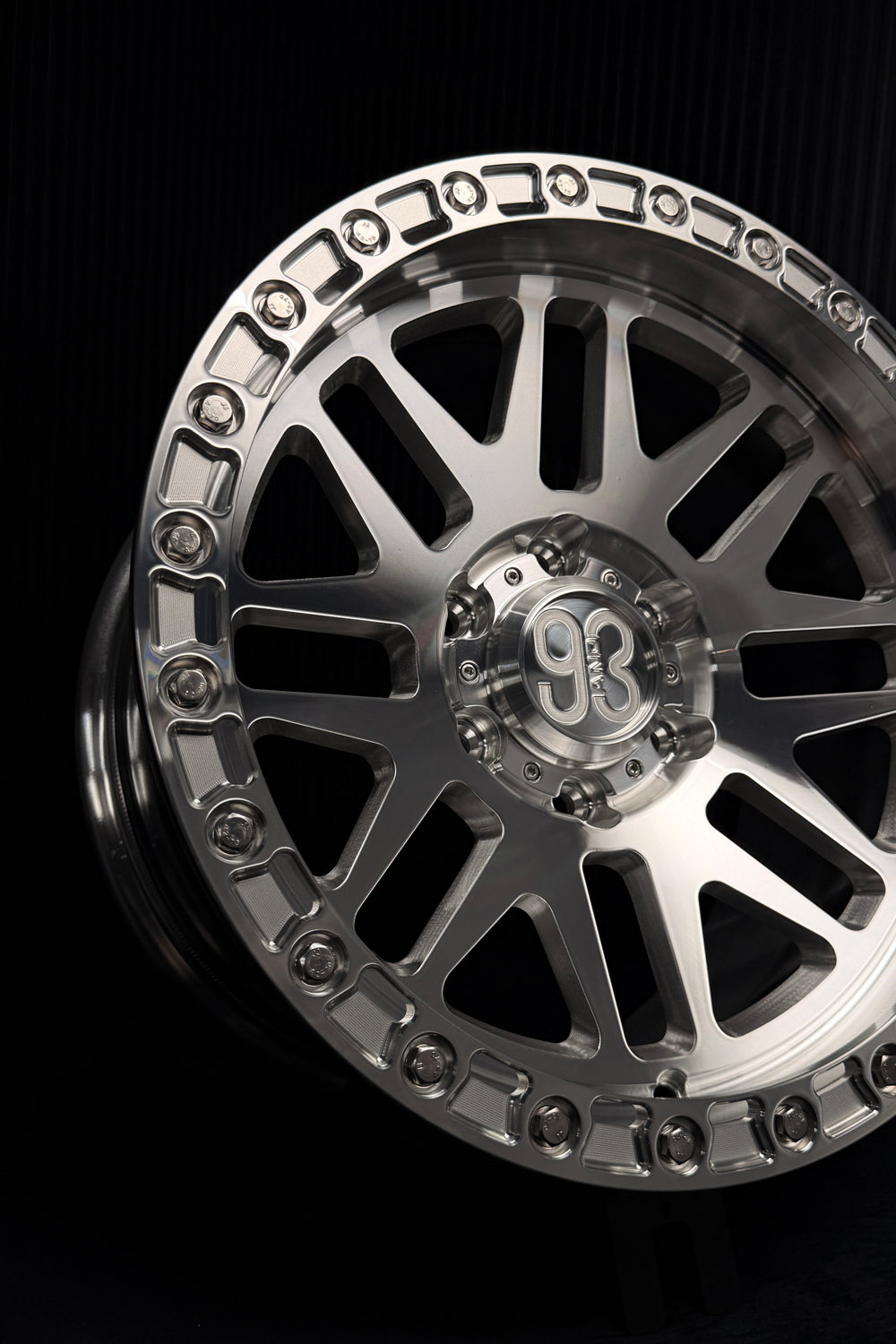 (Set of 4) FR-01R | 6061-T6 Forged | Simulated Beadlock w/ Removable Rings | Machined Clear, Machined Clear Slotted Rings, Stainless Lip Bolts (6x135 | 17x8.5, 0mm Offset)
