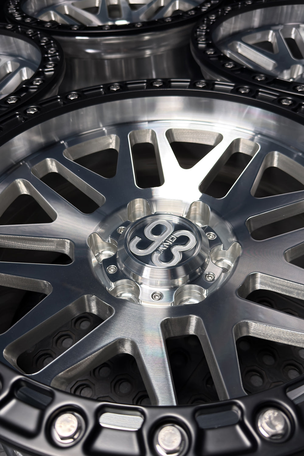 (Set of 4) FR-01R | 6061-T6 Forged | Simulated Beadlock w/ Removable Rings | Machined Clear, Matte Black Slotted Rings, Stainless Lip Bolts (6x135 | 17x8.5, 0mm Offset)