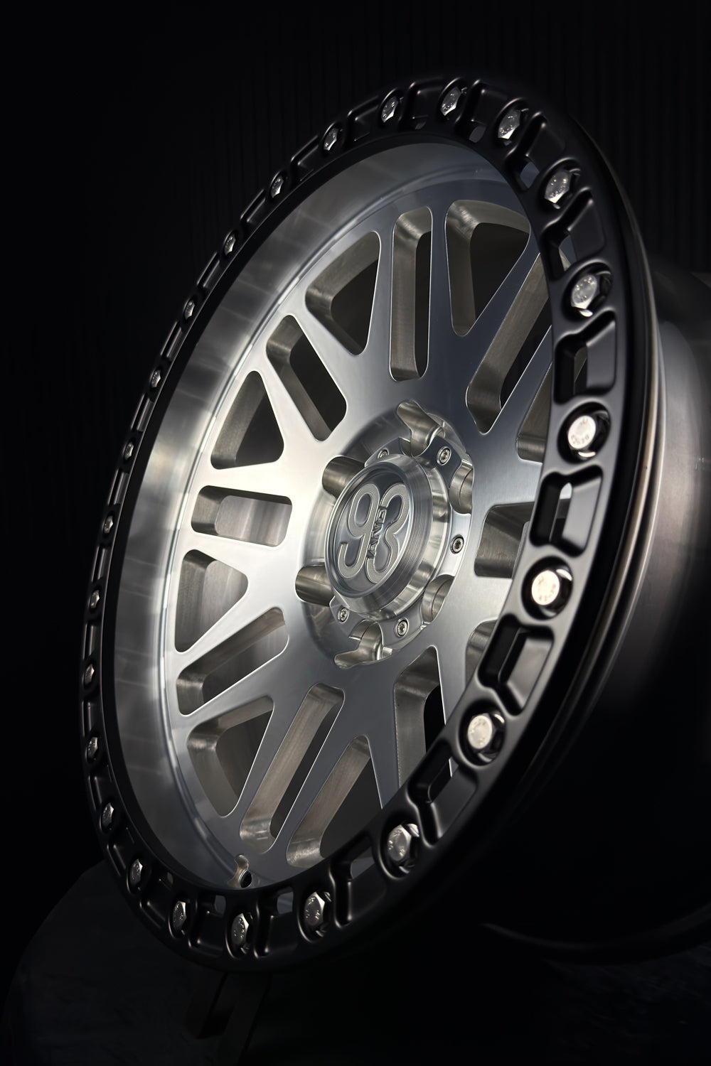 (Set of 4) FR-01R | 6061-T6 Forged | Simulated Beadlock w/ Removable Rings | Machined Clear, Matte Black Slotted Rings, Stainless Lip Bolts (6x135 | 17x8.5, 0mm Offset)