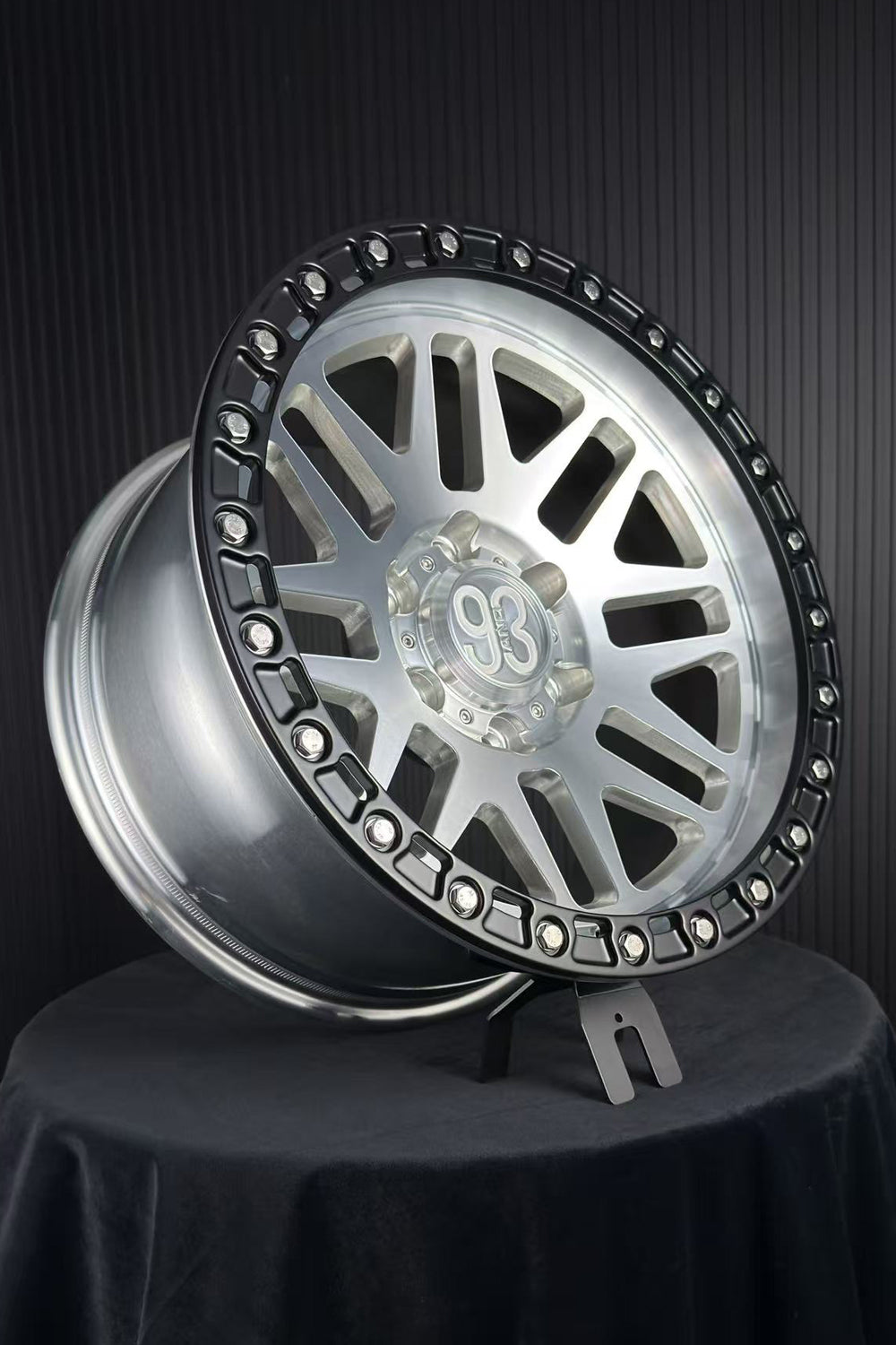(Set of 4) FR-01R | 6061-T6 Forged | Simulated Beadlock w/ Removable Rings | Machined Clear, Matte Black Slotted Rings, Stainless Lip Bolts (6x135 | 17x8.5, 0mm Offset)